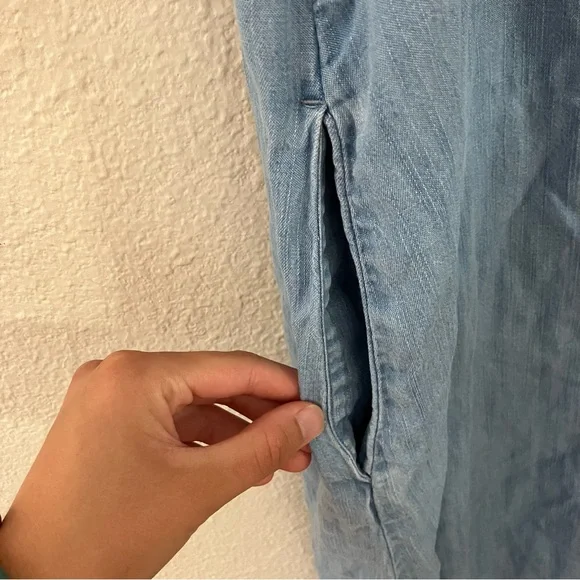 Gap Cami Midi Dress in Tencel Denim Style V-Neck Dress Size: Large - Picture 4 of 7
